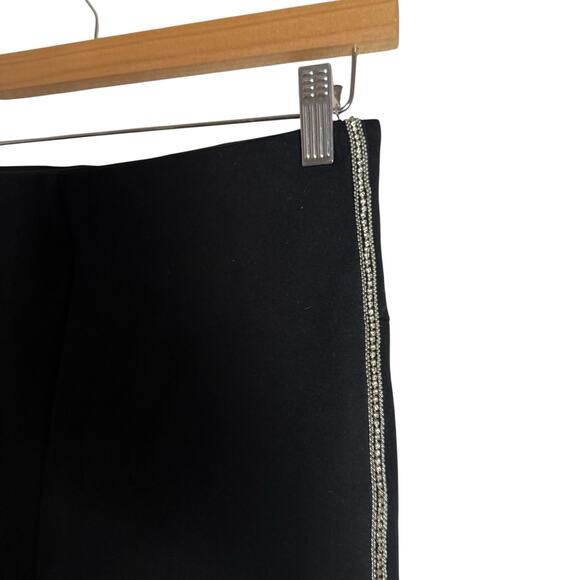 Zara Black Rhinestone Embellished High Rise Pull On Skinny Pants Size Medium - Picture 5 of 10